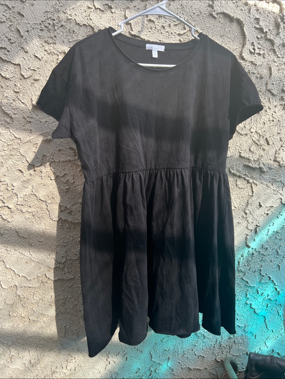 Abound Black Short-Sleeve Mini Babydoll Dress